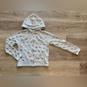 CREW CUTS by JCrew LS Terrycloth Hoodie- Grey with Gold Hearts - kids size 12